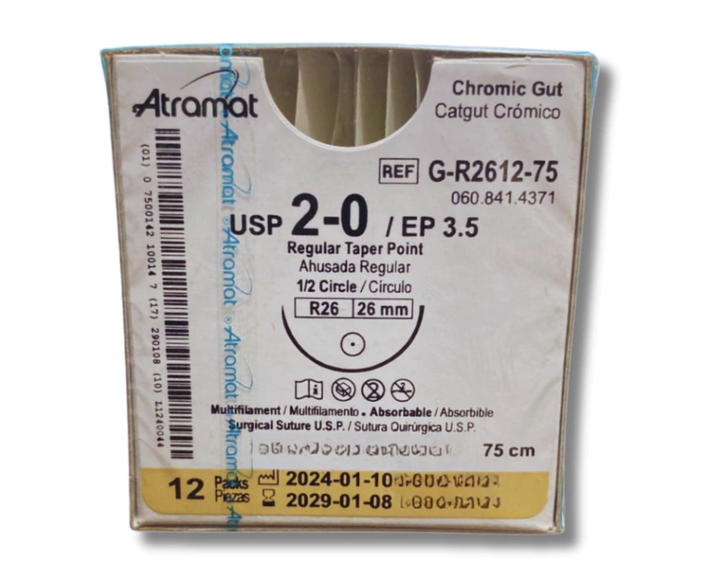 060.841.4371 SUTURA CATGUT CRÓMICO CALIBRE  2-0 - 27MM-75CM