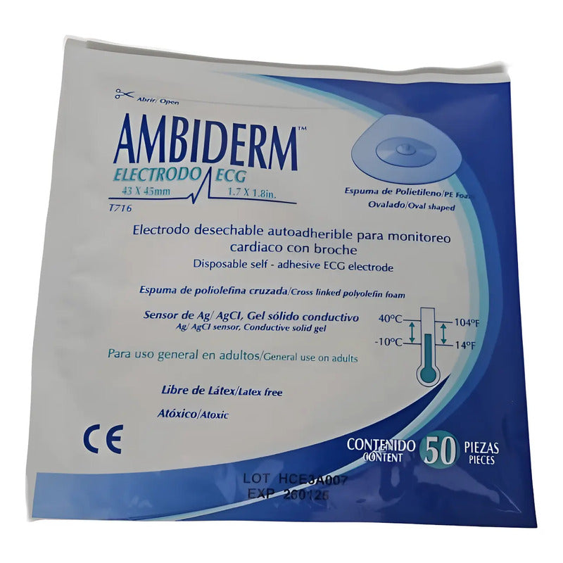 ELECTRODO OVALADO DE ESPUMA AMBIDERM T-716 CAJA C/50 POUC