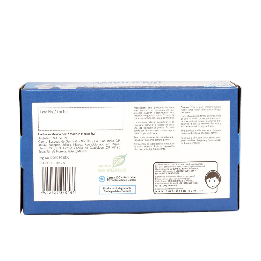 GUANTE DE LATEX PLUS AZUL CH AMBIDERM