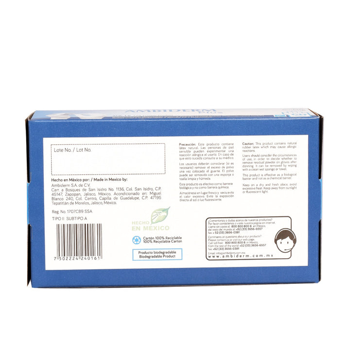 GUANTE DE LATEX PLUS AZUL CH AMBIDERM