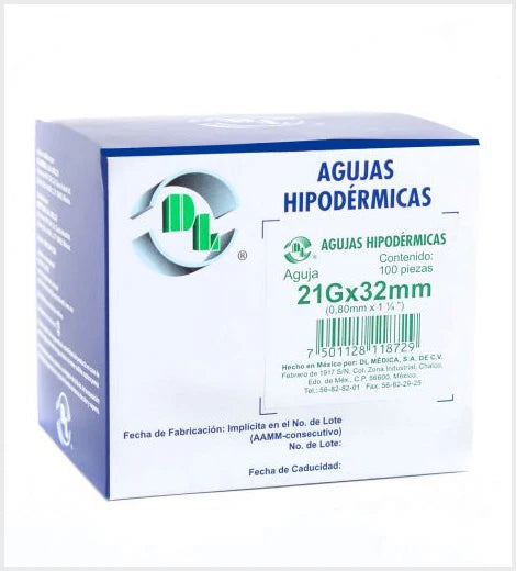 AGUJA HIPODÉRMICA 21G X 32 MM DL