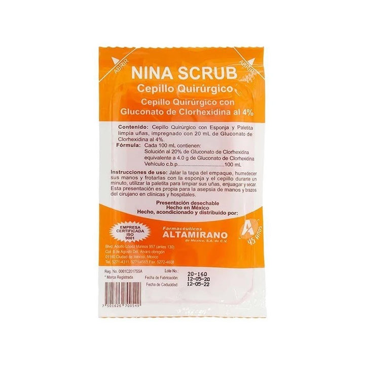 CEPILLO QUIRURGICO 20GR NINA SCRUB ALTAMIRANO