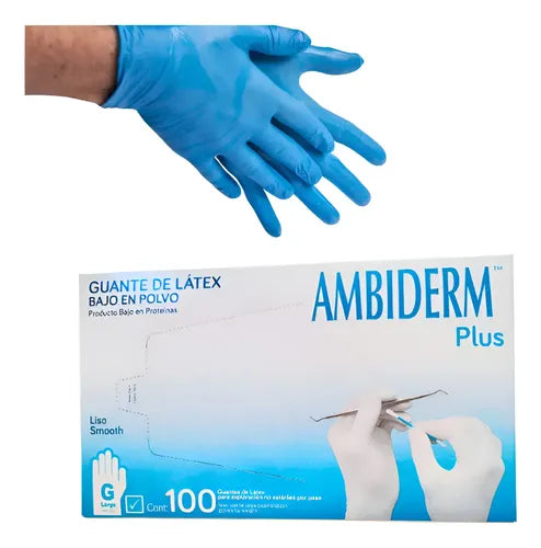 GUANTE DE LATEX PLUS AZUL G AMBIDERM
