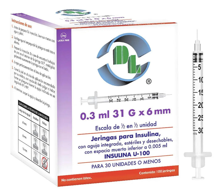 JERINGA HIPODÉRMICA 0.3 ML CON AGUJA 31x06 DL (Caja con 100)