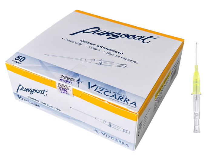 CATÉTER INTRAVENOSO RADIOPACO, CAL. 24G X 20MM. ESTÉRIL