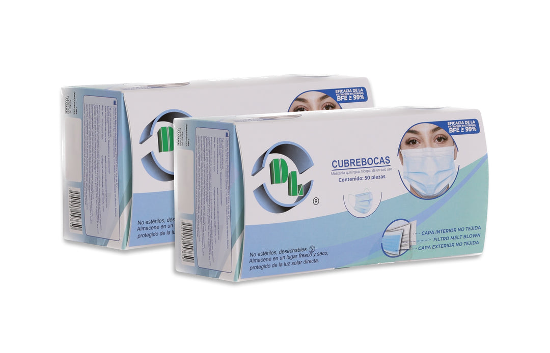 PACK 2-CUBREBOCAS TRICAPA AZUL DL