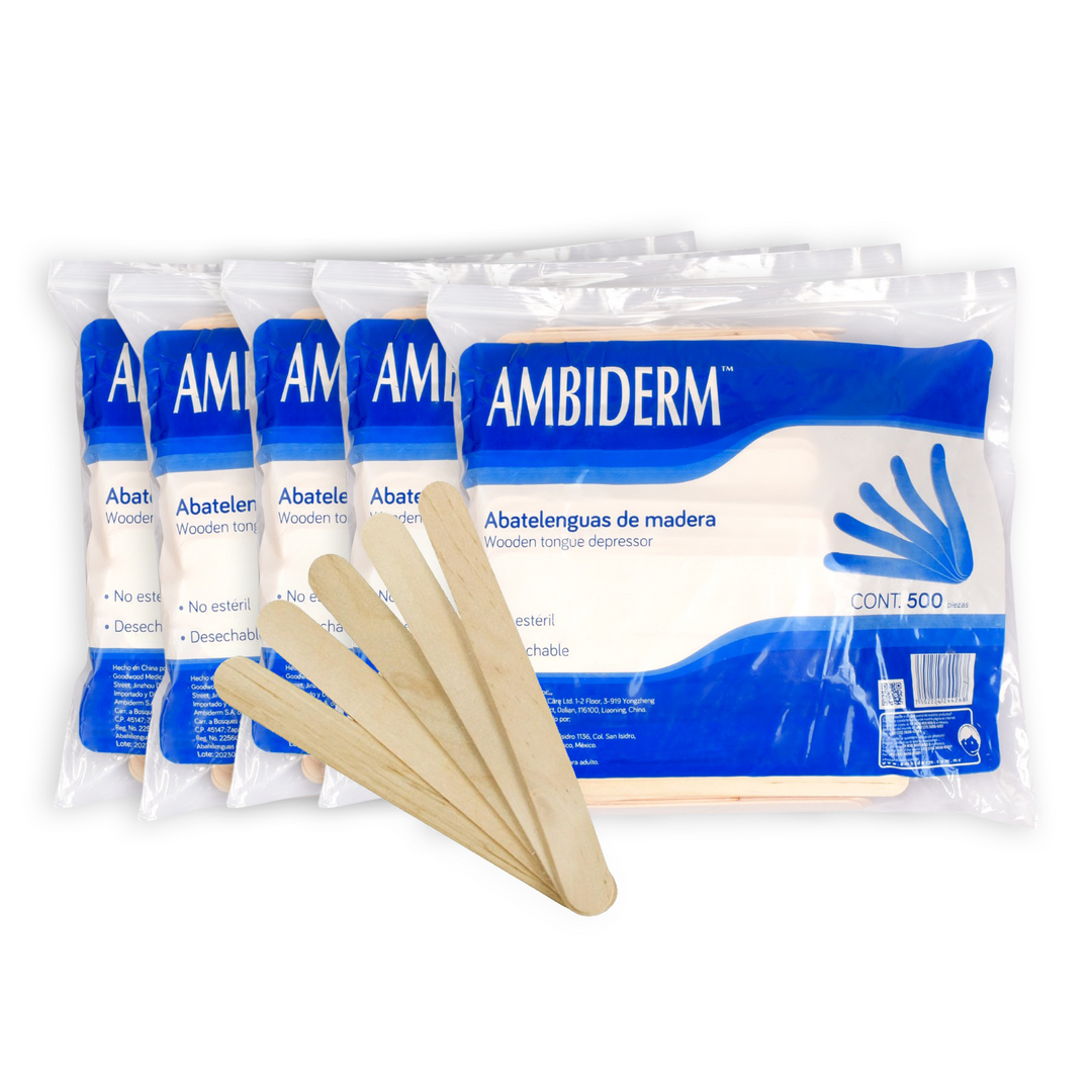 PACK 5-ABATELENGUAS DE MADERA 500 PZ AMBIDERM