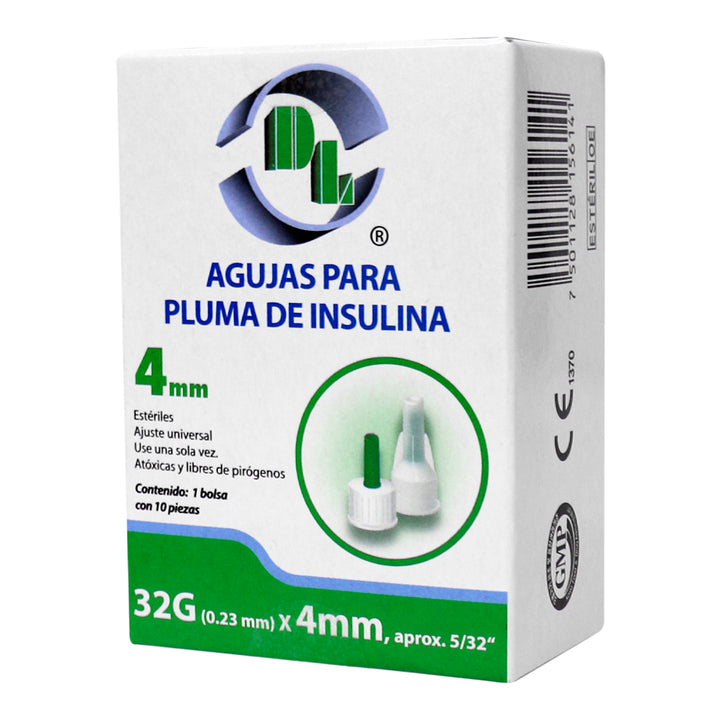 DL AGUJA PARA PLUMA DE INSULINA CALIBRE 32GX4MM C/10.
