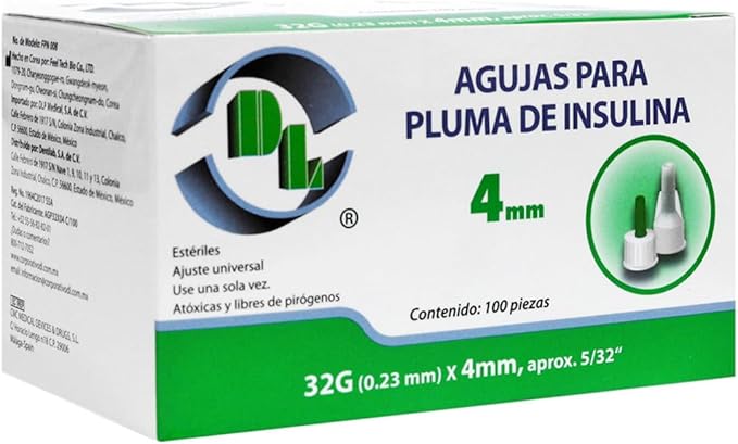 DL AGUJA PARA PLUMA DE INSULINA CALIBRE 32GX4MM C/100.