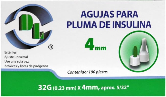 DL AGUJA PARA PLUMA DE INSULINA CALIBRE 32GX4MM C/100.