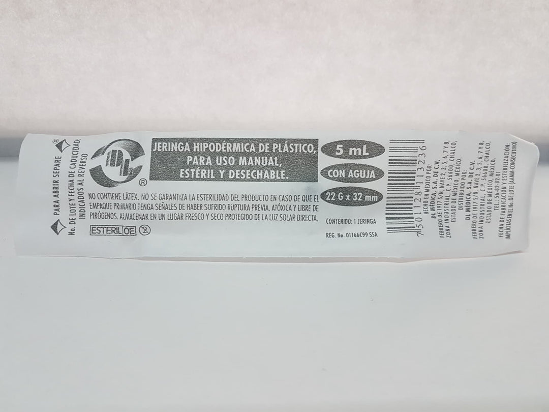 JERINGA 5 ML CON AGUJA 22x32 DL