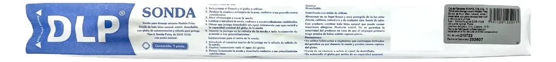 SONDA FOLEY CAL. 10 FR 3 ML 2 VIAS DL