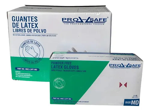 GUANTE DE LATEX L/ POLVO BLANCO M PROSAFE