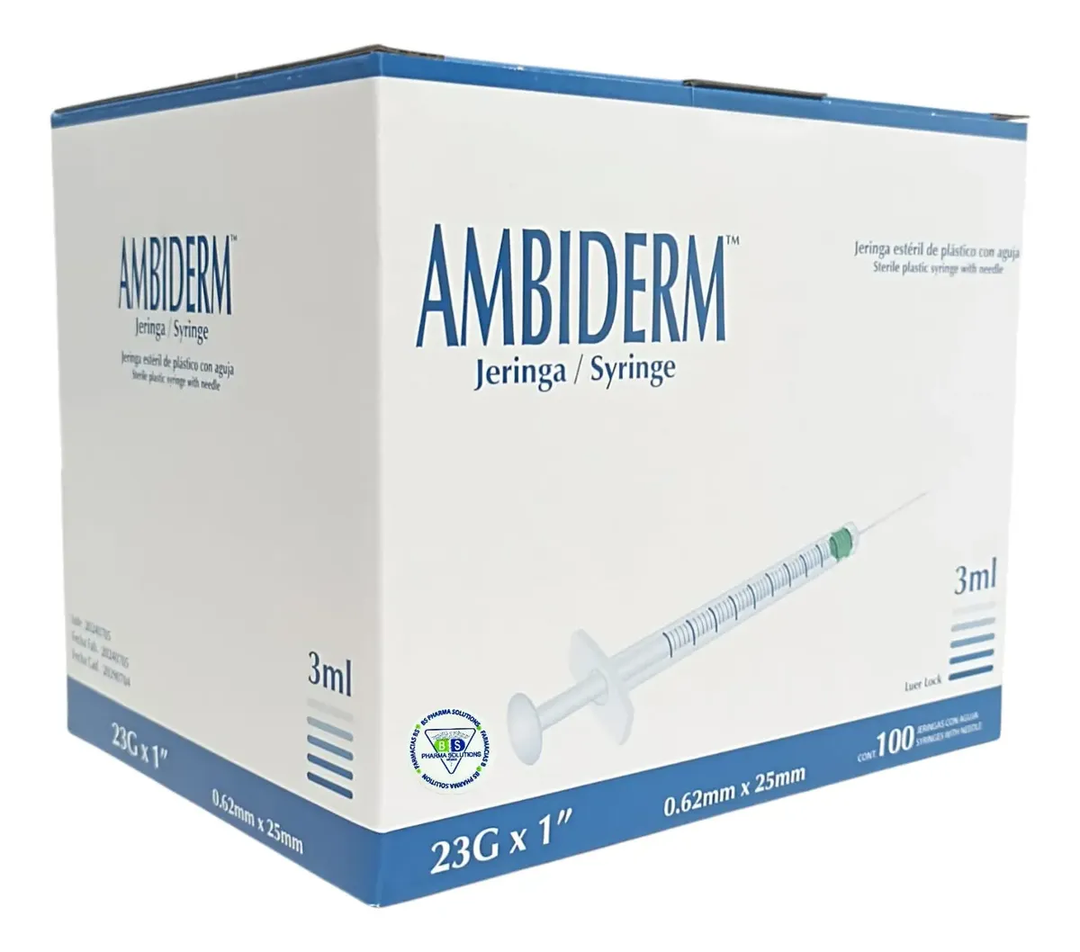 JERINGA 3 ML CON AGUJA 23x25 AMBIDERM