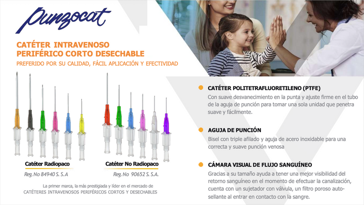 CATÉTER INTRAVENOSO NO RADIOPACO, CAL. 20G X 19MM. ESTÉRIL